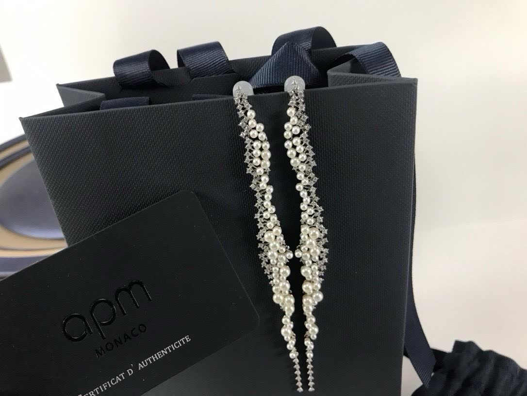 APM Monaco Elegant Silver Long Drop Earrings
